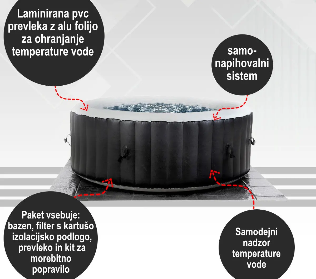 Napihljiv jacuzzi, ki je vedno na voljo