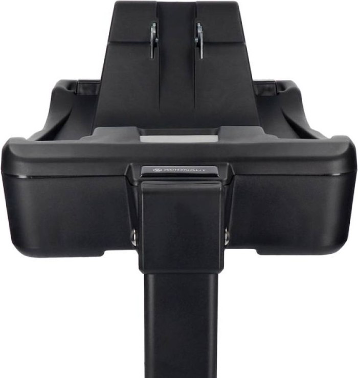 Avionaut Dock 2.0 Black – pogled sprijeda i prihvat za kompatibilnu autosjedalicu