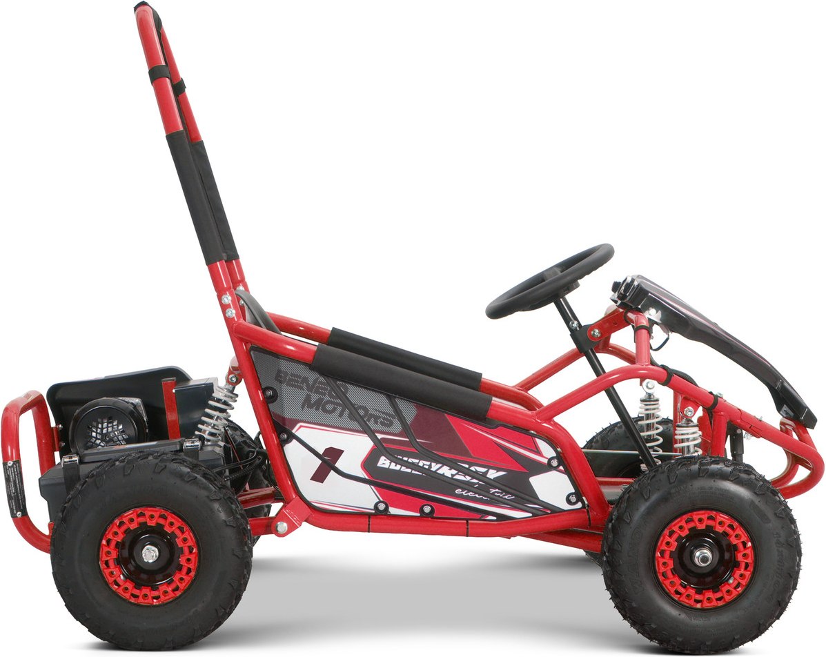Beneo Motors BUGGY RSX rdeč električni gokart s športnim sedežem in terenskimi kolesi