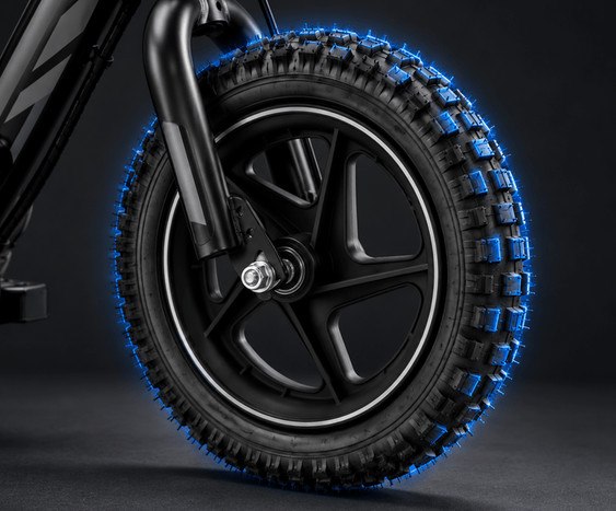 Plava električna guralica RIRIBIKE RTX3 S s gumama na napuhavanje i podesivim sjedalom