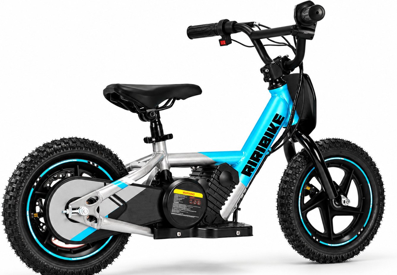 Plava električna guralica 24 V RIRIBIKE RTX3 S s podesivim sjedalom i upravljačem