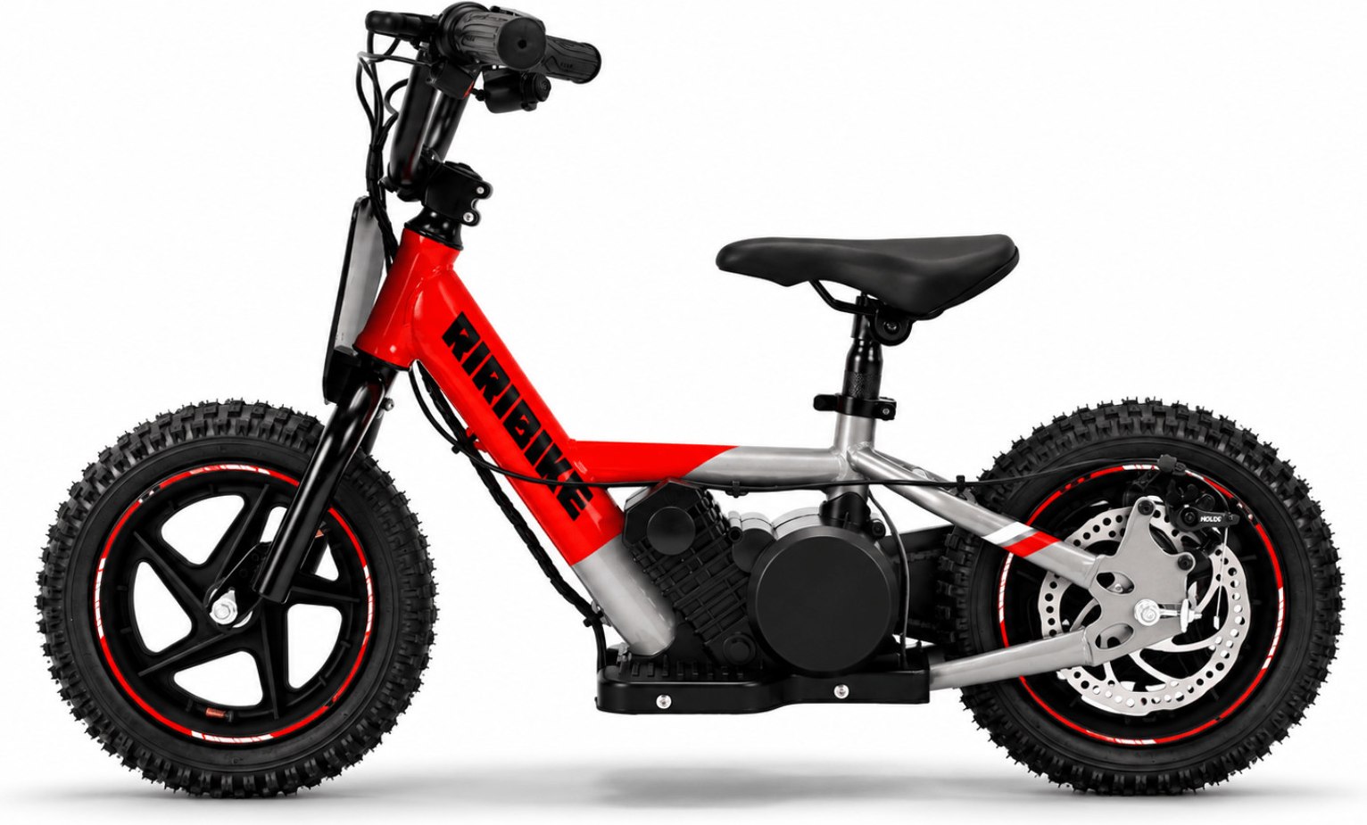 Crvena električna guralica 24 V RIRIBIKE RTX3 S s podesivim sjedalom i upravljačem