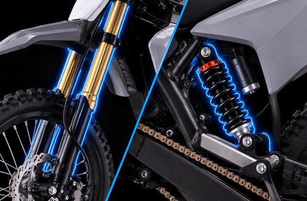 Električni terenski motor Beneo Venom Plus Grey – sprednji del, vilice in kolutna zavora