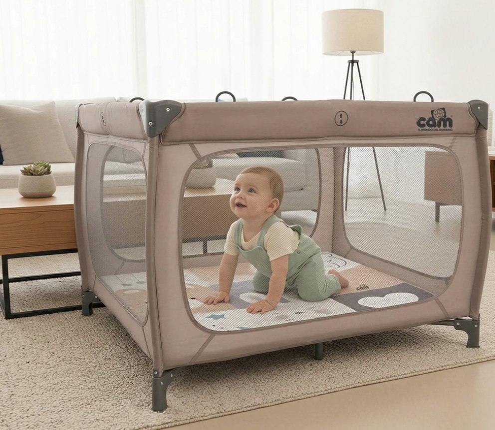 Potovalna stajica in posteljica CAM Qbox Beige