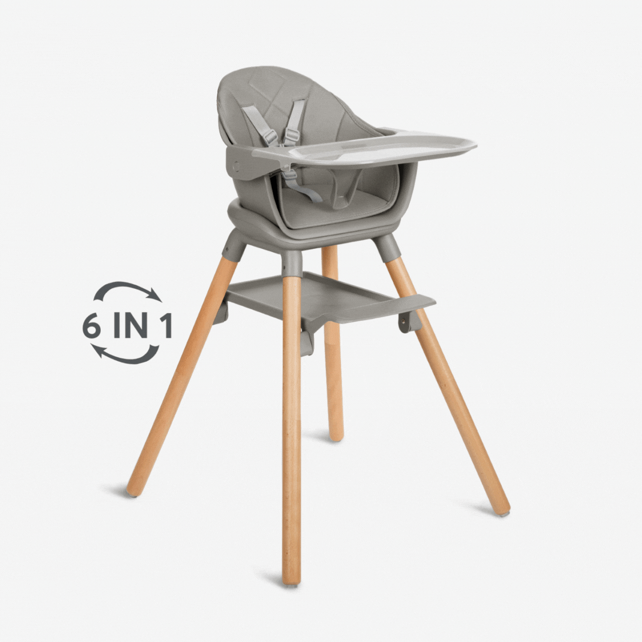 Visoki stol za hranjenje 6v1 WOODY Grey Visoki stol za hranjenje 6v1 WOODY Grey