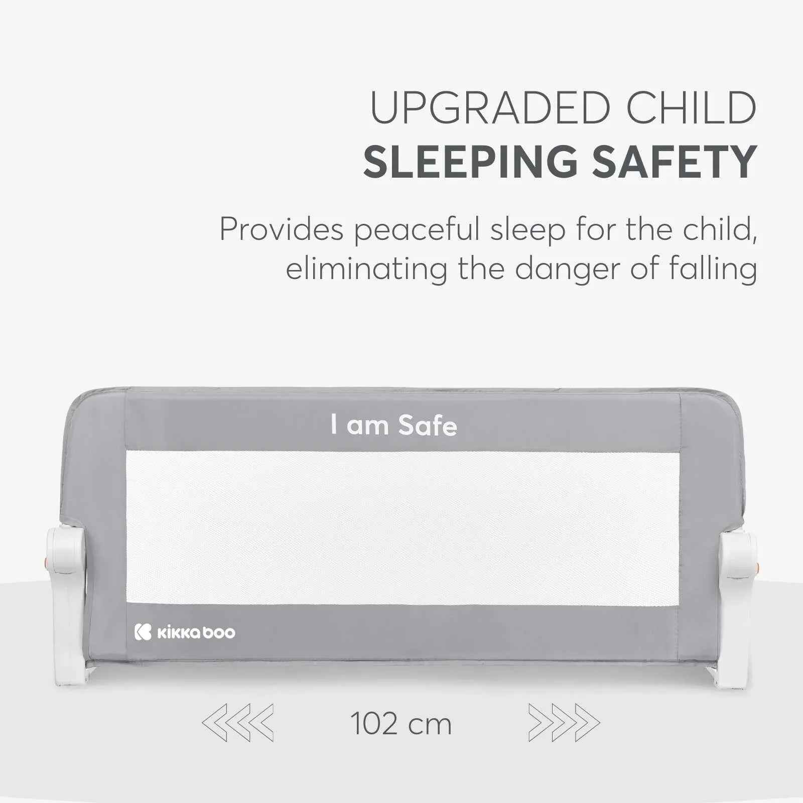 Ograda za krevet KikkaBoo I Am Safe Grey duljine 102 cm