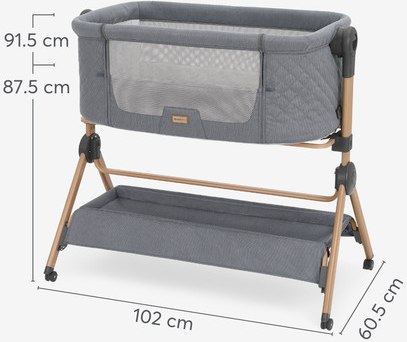 Dimenzije krevetića i hranilice KikkaBoo Sleat Me Grey 2u1