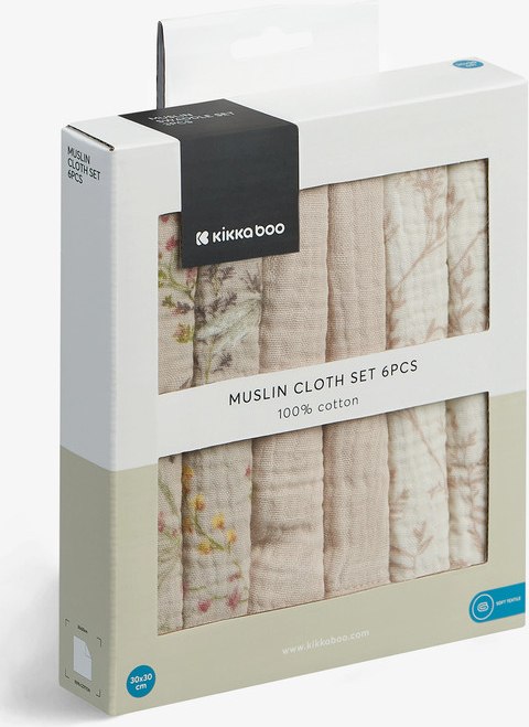 Poklon-kutija sa šest muslin krpica KikkaBoo Secret Garden Beige 30 × 30 cm